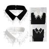 Elegant Pearls Beaded Tassels Trim Detachable Faux Collar Enhances Clothing Layers for Women Jewelry Bib Choker Neckalce