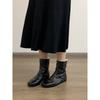 Zwei Paar Samt-Martin-Stiefel, Reißverschluss vorne, flacher Boden, warm, dünne Stiefel, Stiefeletten.