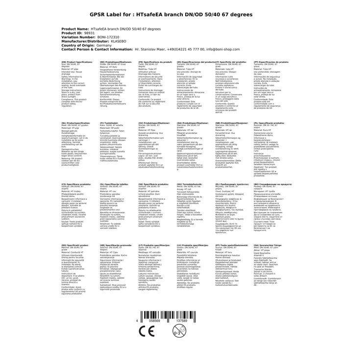 Odbočka DN 50/40 67 stupňů pro odpadní vody