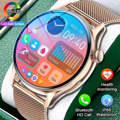 2024 True AMOLED Smart Watch Damen-Bildschirm zeigt immer die Uhrzeit an 466 * 466 HD Health Tracker Sprachanrufe Smartwatch Damen für Xiaomi