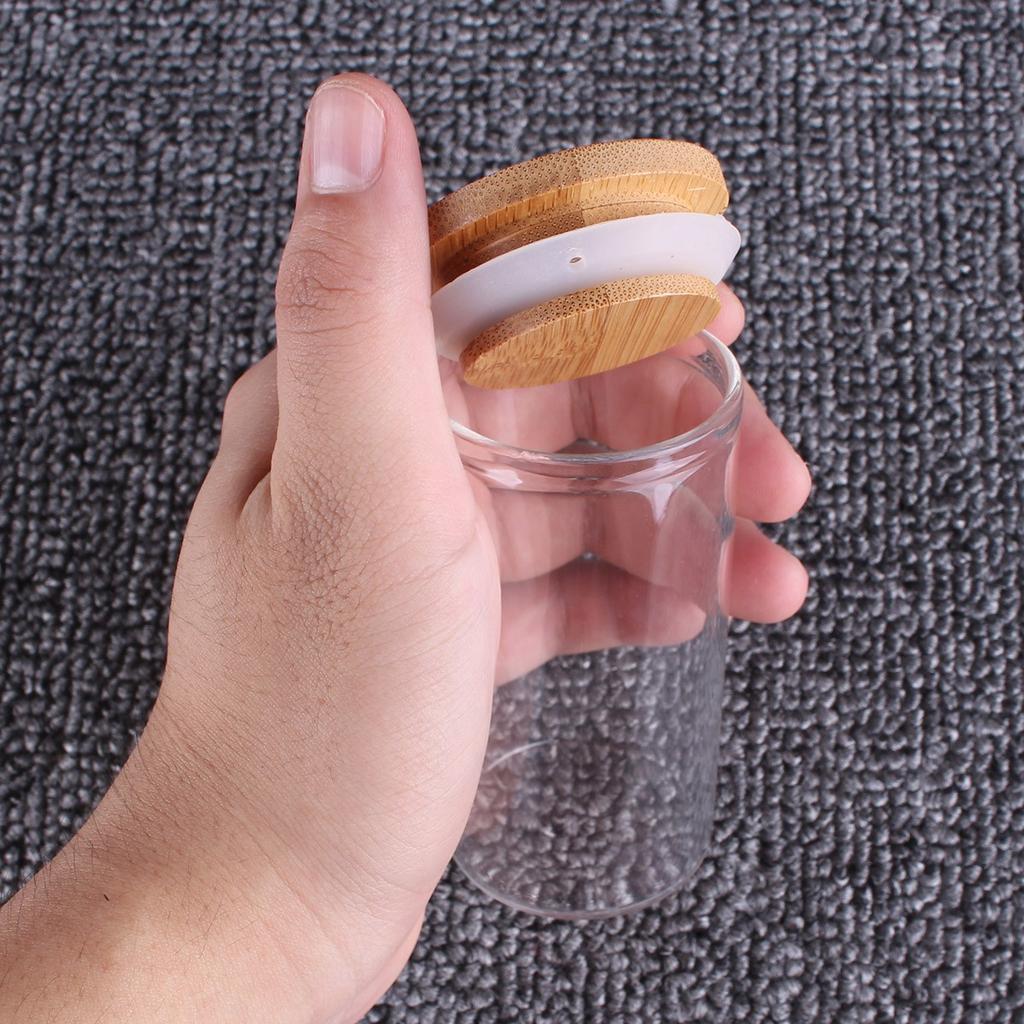 6 Pieces 100ml Size 47x90mm Transparent Glass Bottles with Bamboo Caps for Wedding Gift Crafts