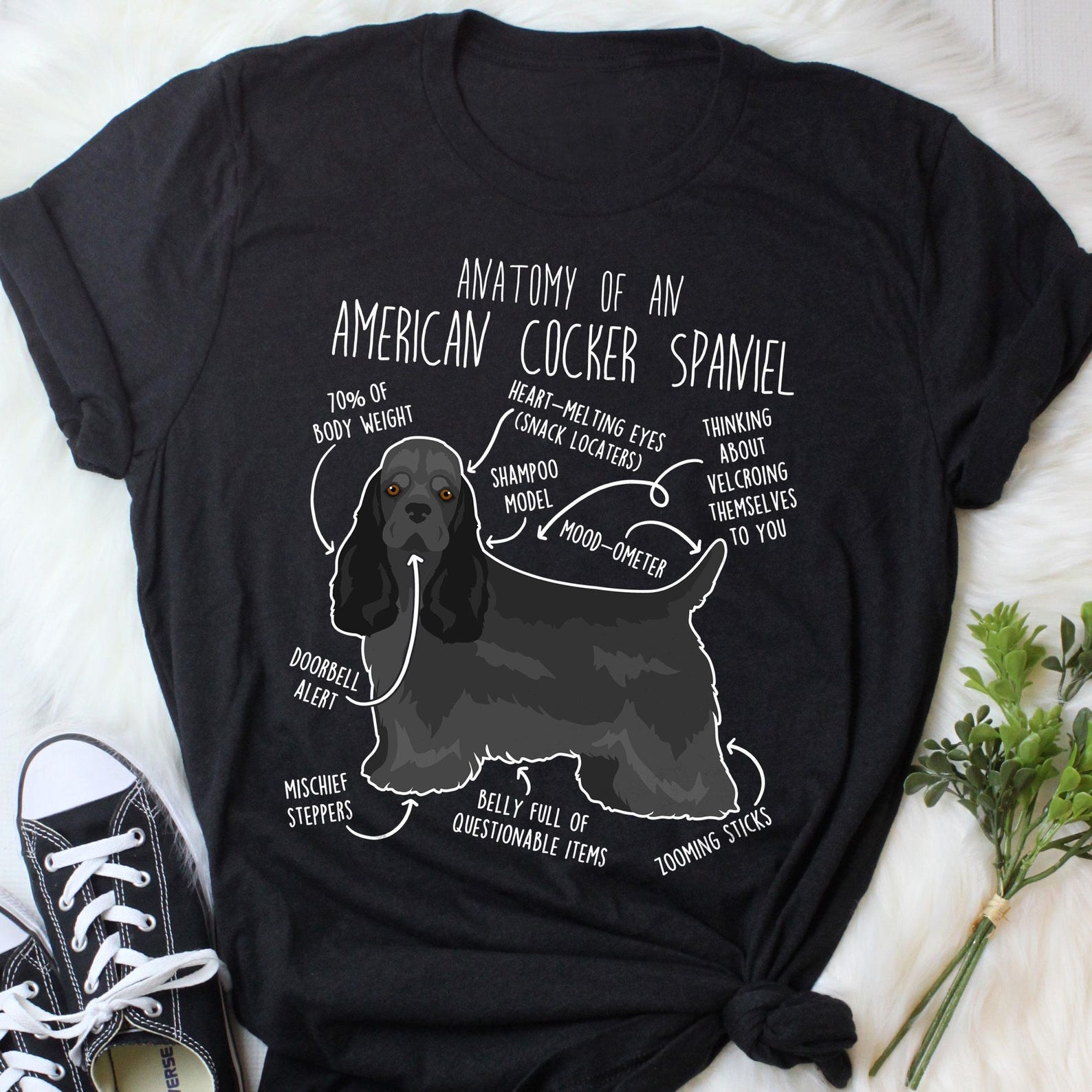 American Cocker Spaniel Shirt, , , Cute Black Cocker Spaniel T-shirt, Funny Dog Lover Gift, Pet Tee, Dog Mom, Dog Dad 140