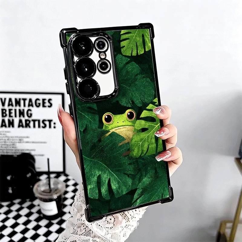 Cute Cartoon Frog Plating Phone Case For Samsung Galaxy S24 S25 FE S26 Edge S23 Ultra S22 S21 Plus S20 Anti-Fall Airabag Cover