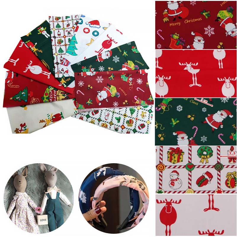 8PC Cotton Craft Fabric Christmas Decoration Fabric Set Fat Quarter Fabric Bundles Quilting