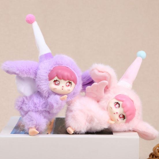 Vinyl Doll Keychain Hanging Decoration Mini Plush Pajamas Angel Girl Bag Charm Purse Pendant Backpack Schoolbag Hanging Ornament Women Girls Gift