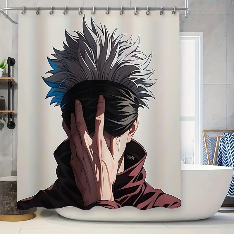

Anime Style Shower Curtain Unique Design Home Decor Gift Idea For Fans Of Manga And Japanese Culture Waterproof Durable W60H190(CM)-1 Pcs