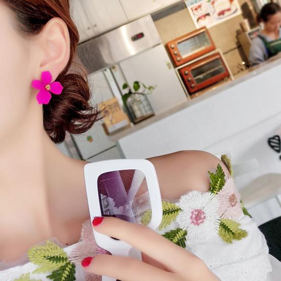 2Pcs Women Earrings Flower Shape Anti Rust Alloy Ear Studs Earrings Jewelry for Party