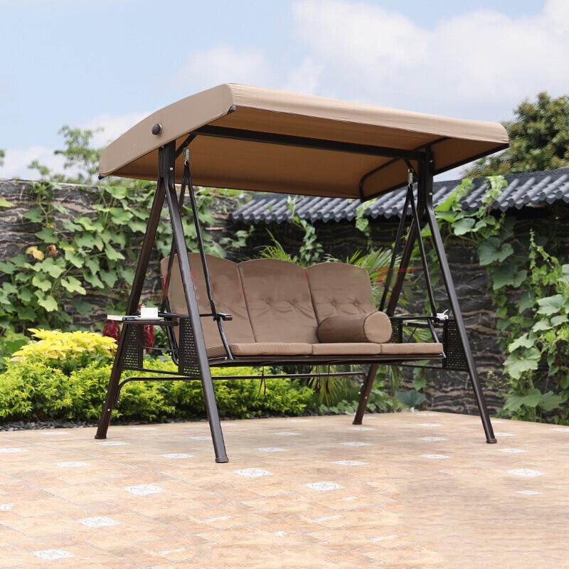 In-Stock Outdoor Hanging Swing Chair: Waterproof Wrought Iron Reclining Rocker for Balcony, Courtyard, or Garden