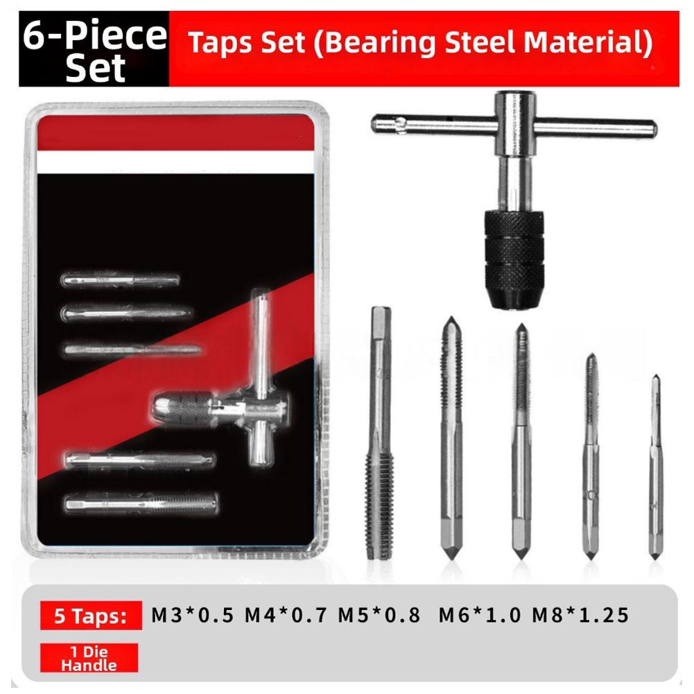 Metric Tap Set For Precise Threading Smooth Chip Removal Triple Heat Treatment Anti Slip Grip T-Handle For Professional Work