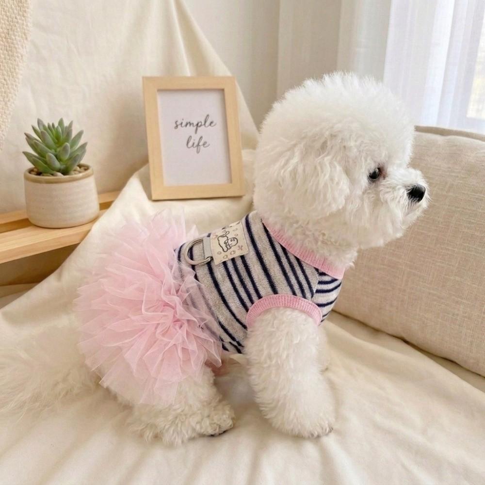 Breathable Dog Tulle Dress Striped Knit Puppy Clothing New Summer Dog Vest For Small Dogs