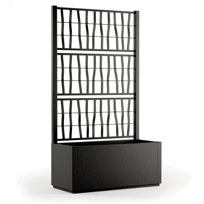 STEFANPLAST Bac à fleur/jardinière ETHICA rectangulaire 80 cm avec treillis - 80x36xh 140 cm - Graphite