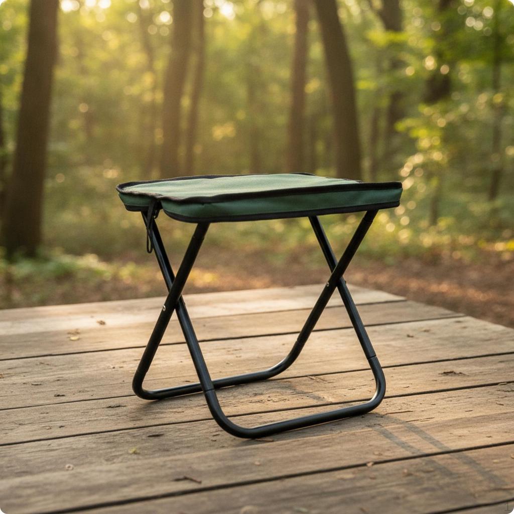 Folding Stool with Padded Seat Foldable Compact Furniture for Campers, Anglers,