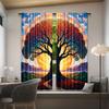 2pcs   Colorful Tree Print Curtains Polyester Rod Pocket Design Light Filtering for Bedroom Living Room Office   Machine Washable