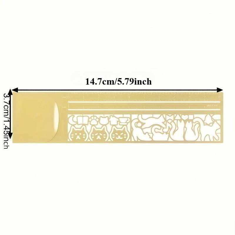 Cute Cat Template Ruler Aesthetic Journaling Special Straightedge Multi-Function Stencil Tool Perfect Gift for Stationery
