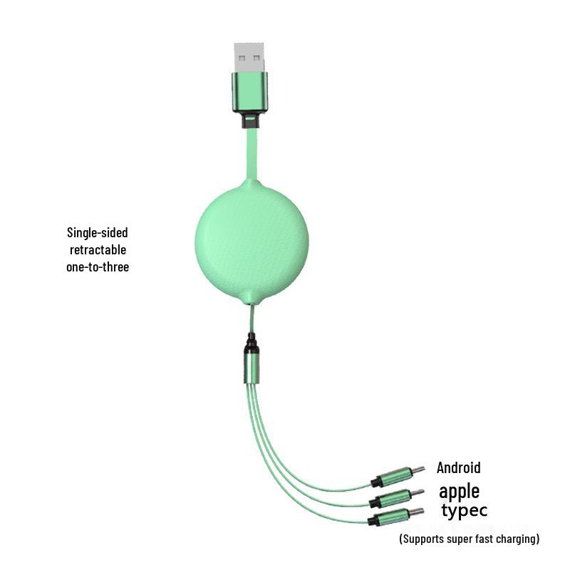 60W Super Fast Charge Retractable 3-in-1 USB Cable for Huawei, Apple, Xiaomi