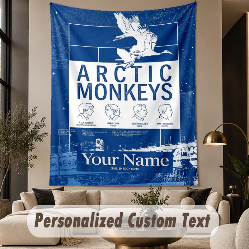 Custom Text Printed Tapestry Arctic Monkeys Pattern Large Wall Hanging Indoor Room Decor