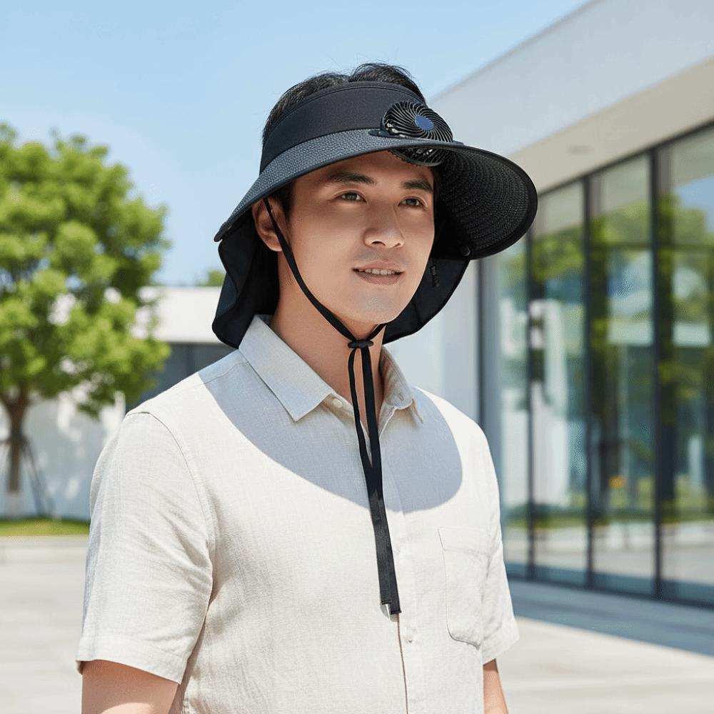 Long-lasting Rechargeable Fan Hat Portable Wide Brim Fan Hat Fishing Sun Shading Cap  Travel
