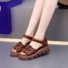 Vintage mom shoes Roman sandals women 2025 summer new Velcro casual muffin platform non-slip beach shoes