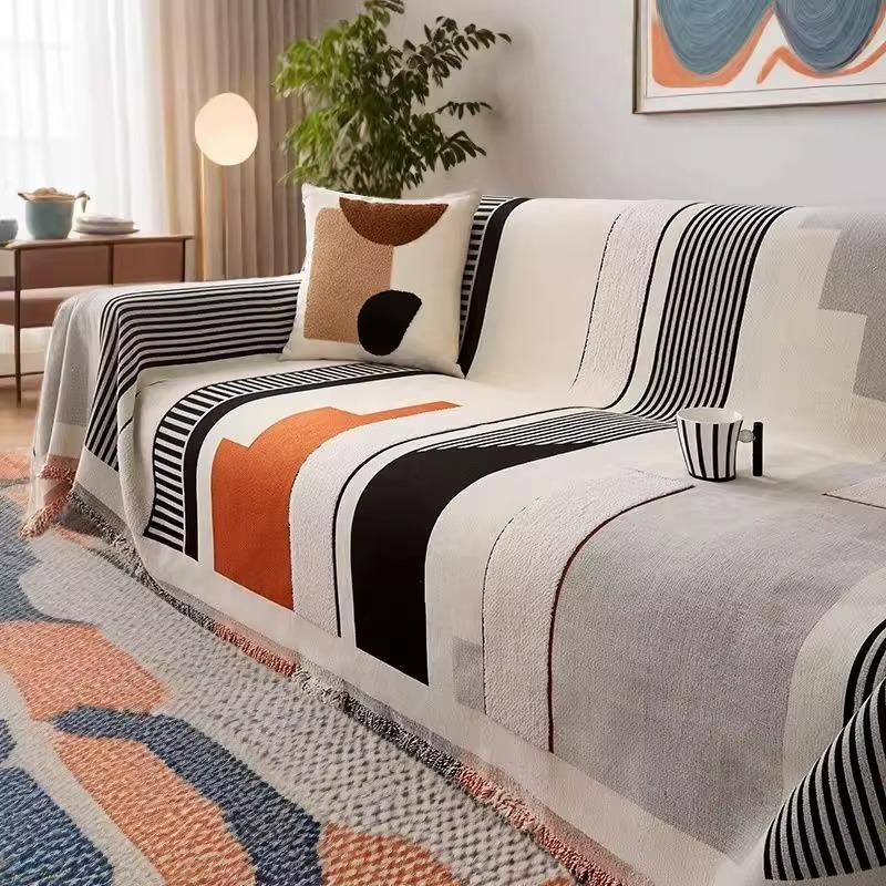 Sofa cover cloth towel four seasons universal non-slip all-inclusive light luxury geometric sofa cover one piece full cover sofa cushion