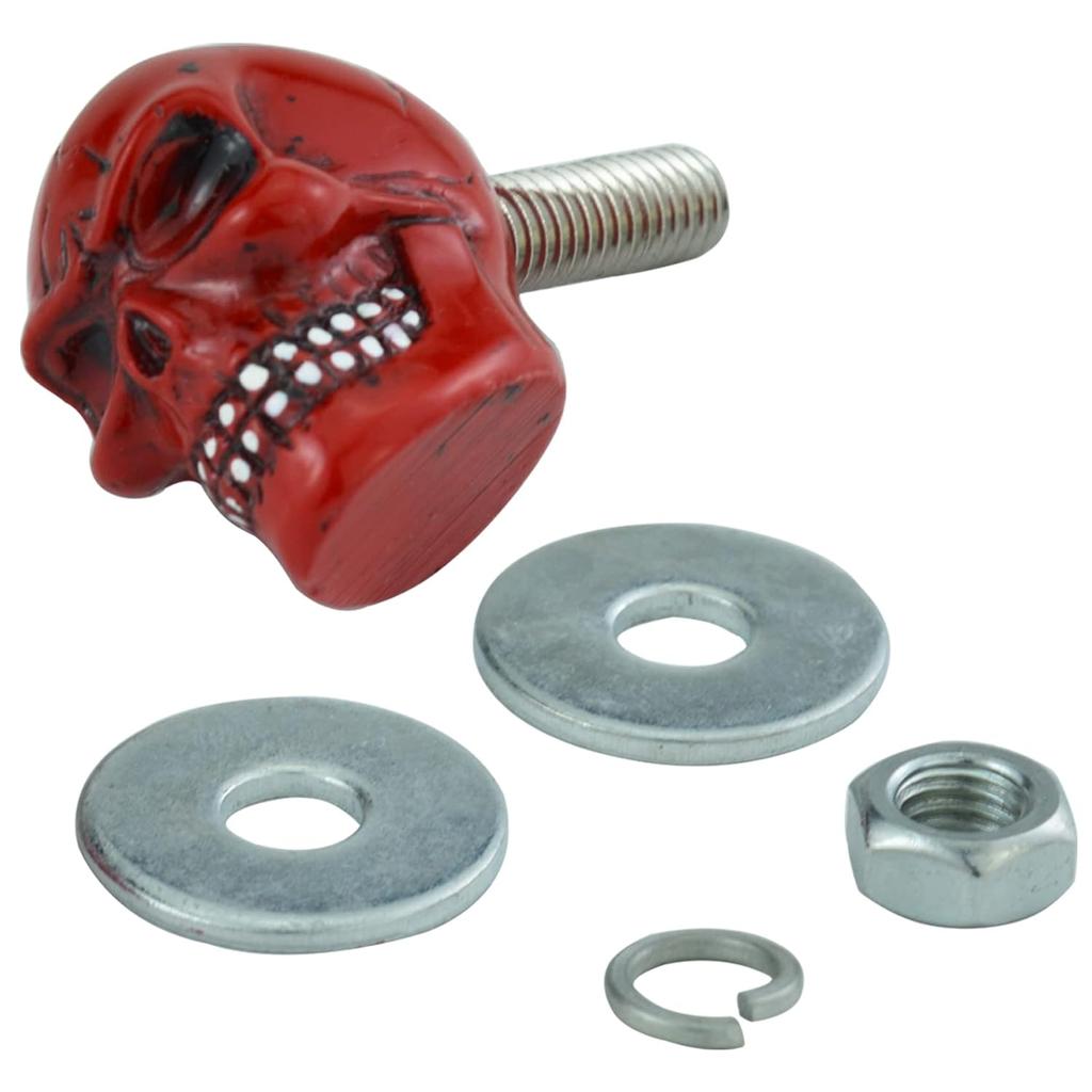 Abfer Skull License Plate Fasteners Car License Plate Frame Bolts 4Pcs Anti Theft Screws Bolt Kit Fit for Most Vehicle Trucks Motorcycles (Red)