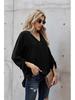 Plus Size Women's Loose Irregular V-Neck Long-Sleeve Top