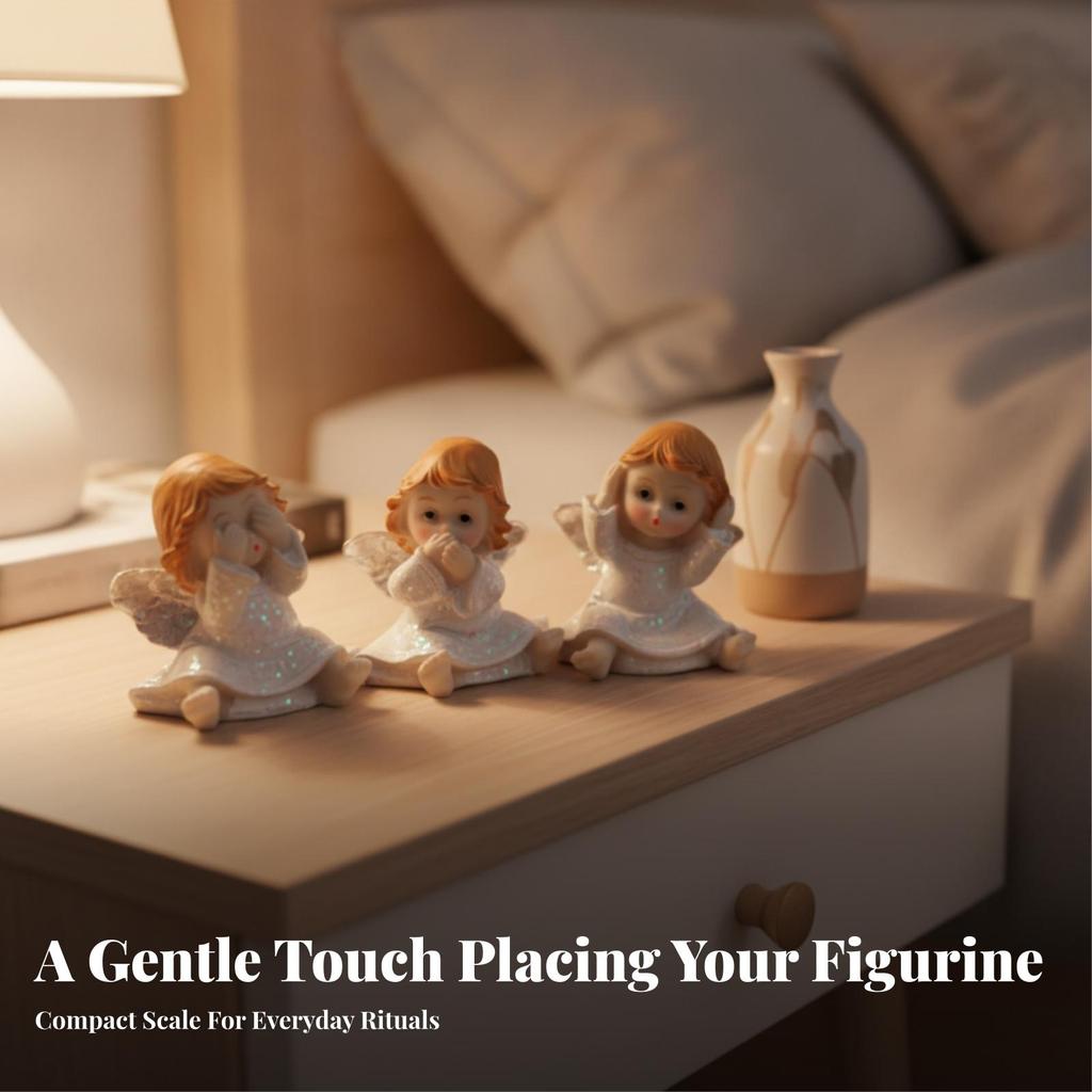 3 Pieces Seated Angel Figurines Decorative Resin Angels Lightweight for Desk