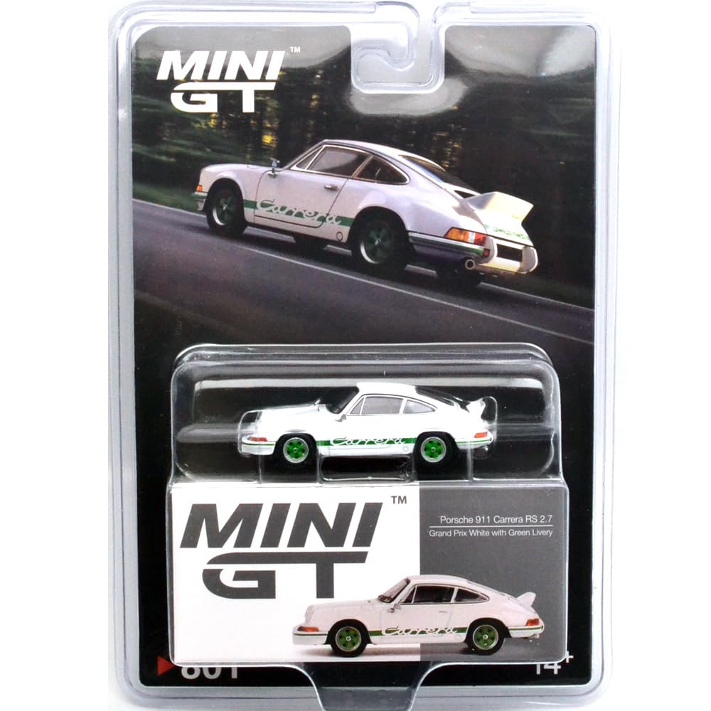 

MINI GT 164 Scale MIJO EXCLUSIVE - PORSCHE 911 CARRERA RS 2.7 GRAND PRIX (WHITE/GREEN LIVERY)