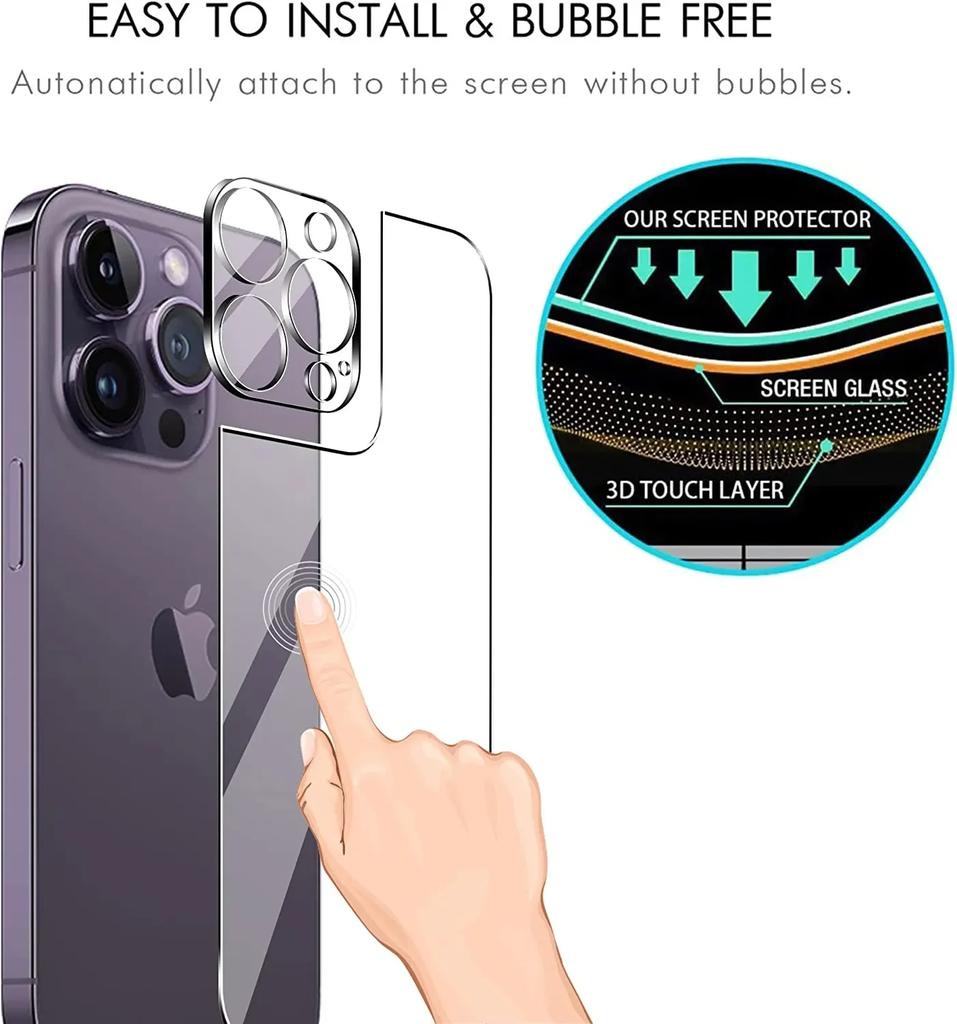 Szkło hartowane 4 w 1 do IPhone 15 14 13 11 16 Pro Max 12 Mini Plus 15Pro 14Pro i16 Ochraniacz ekranu tylnego z folią na obiektyw aparatu