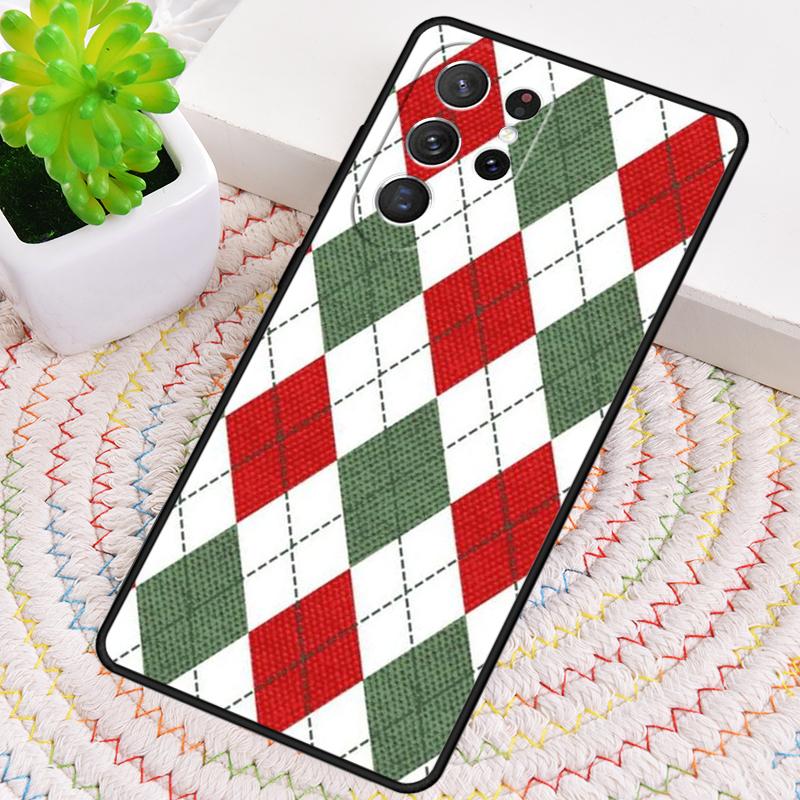 Red And Green Argyle Pattern Phone Case For Samsung Galaxy note 10 pro S26 S25 S24 S23 S22 Ultra Plus S21 FE S20 Cover