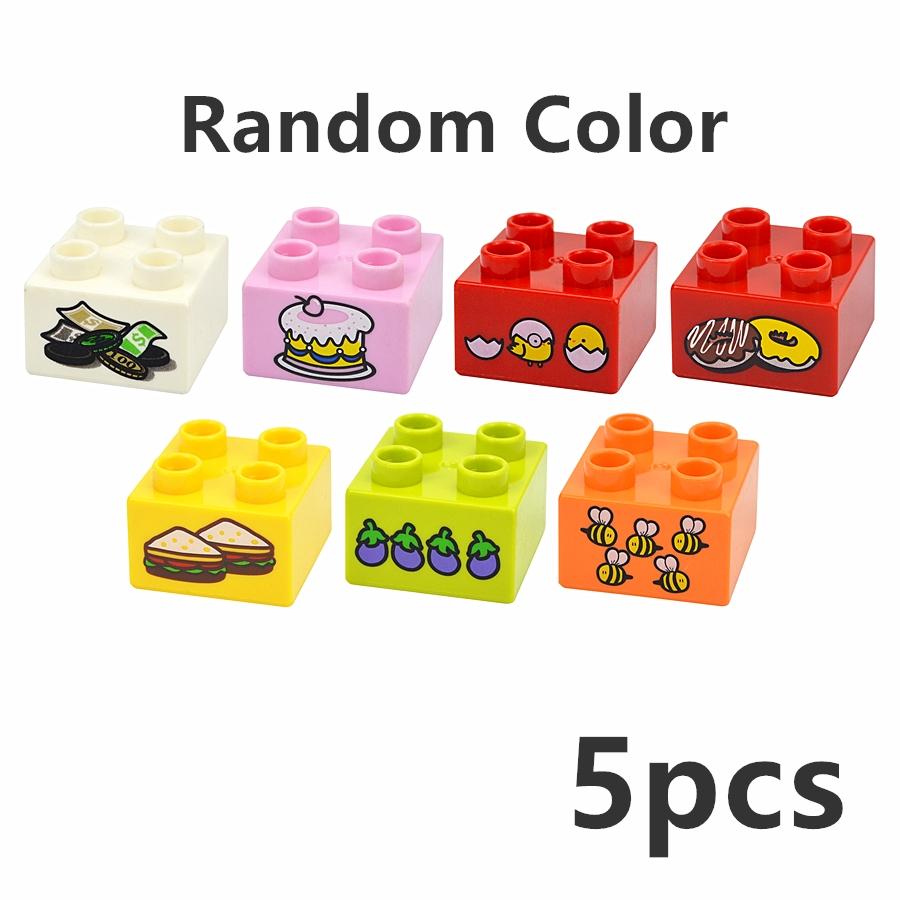 10Pcs 2X2 Dot Big Size Colorful Building Blocks Large Figures Thick Print Brick Toys Educational for Kid Compatible with Duploes