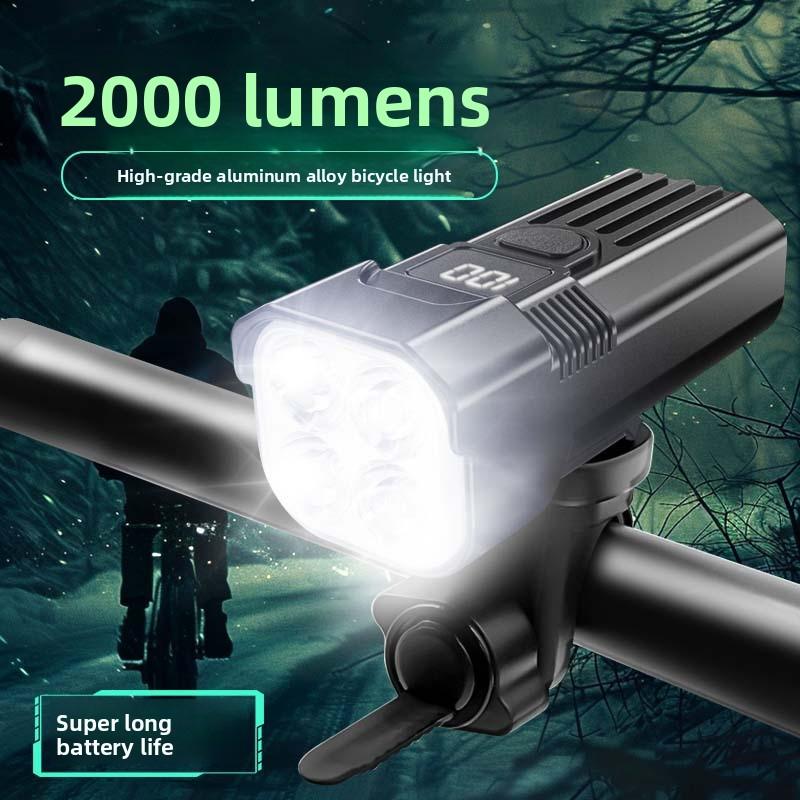 Night Riding Escort, Battery Display, Strong Light, Essential for Riding, Flashlight, High-brightness Long-range Shooting, Rainproof Bicycle Headlight