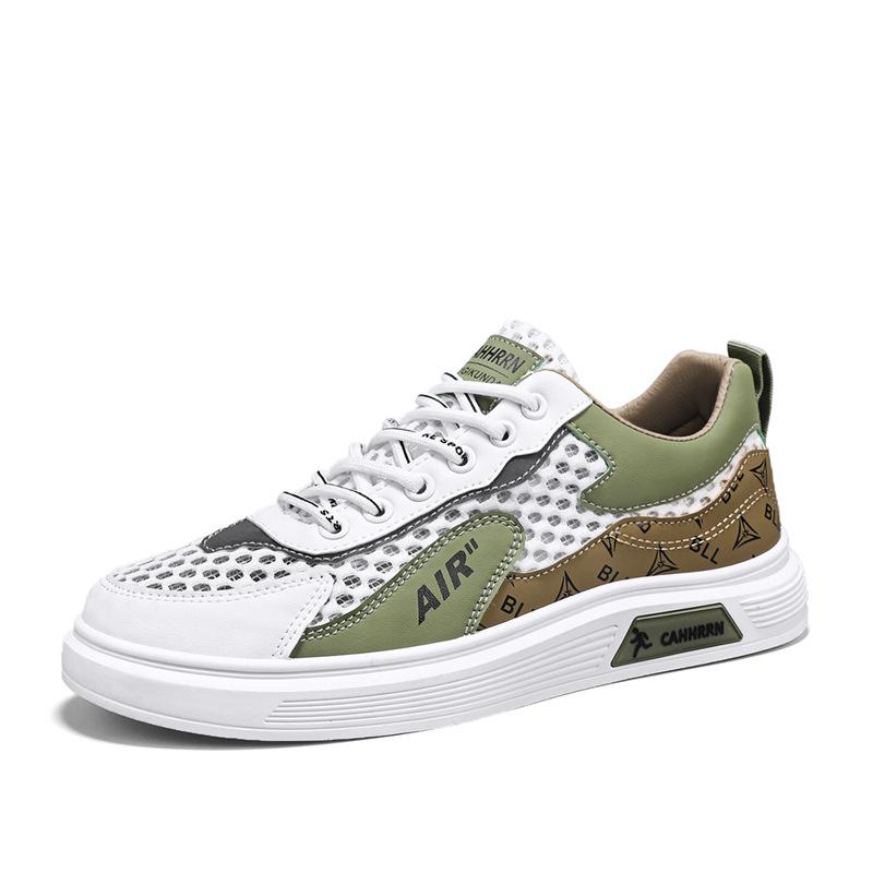 

Men s shoes 2025 summer new breathable deodorant thin hollow mesh flat baseplate shoes leisure sports student tide shoes 39