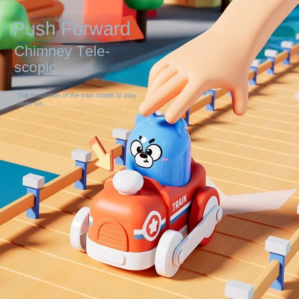 Cartoon Train Power Toy Collision Puzzle Toy Car Cute Press Inertia Pull Back Toy  Children's