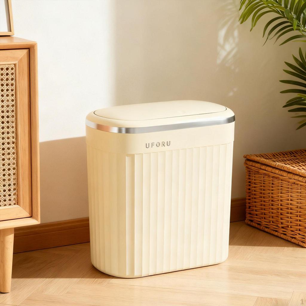 Coș de gunoi de baie cu capac, Coș de gunoi compact, Coș de gunoi portabil cu deschidere prin apăsare, Birou