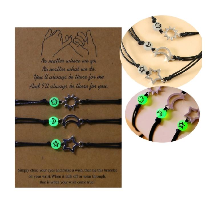 Sun Moon Star Bracelets Handmade Woven Bracelet Jewelry for Best-Friend Family