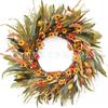Harvest Wreath With Pumpkins Berries Vine Circle Halloween Thanksgiving Door Decor