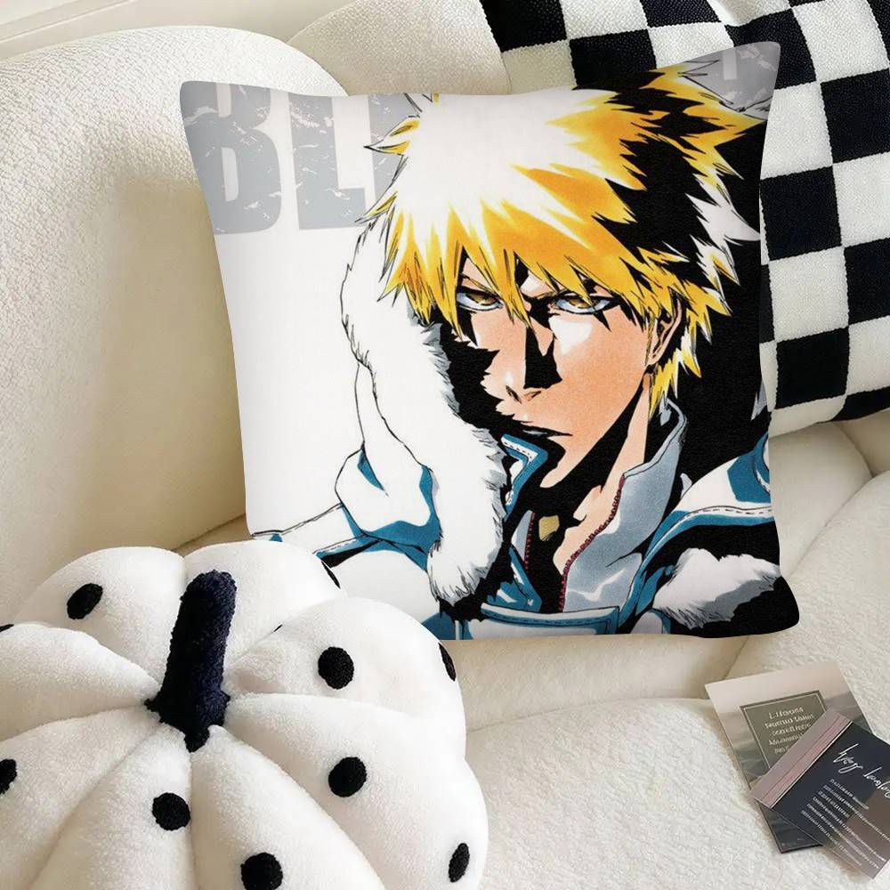 Vintage Bleach Anime Kurosaki Ichigo Kissenbezug Quadratisches Kissen Schlafzimmer Sofa Freizeit Komfort Kissen Auto Heimdekoration