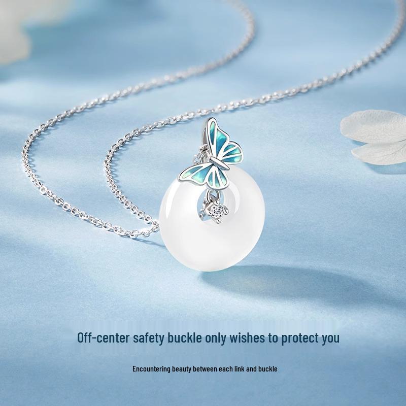 925 Sterling Silver Chalcedony Butterfly Necklace - Creative Christmas/New Year Gift for Her