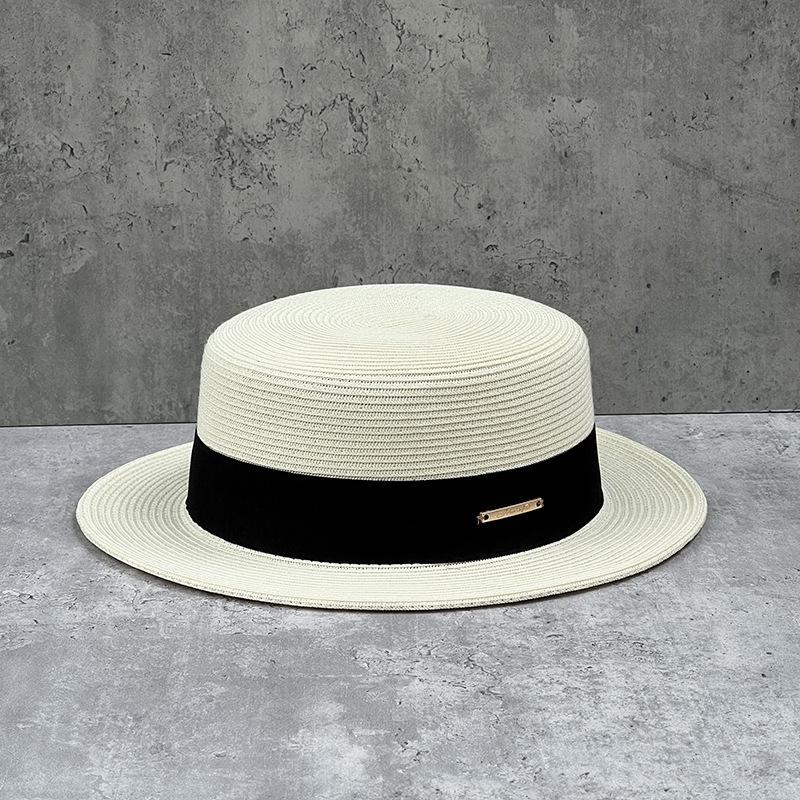 My Extreme Outdoor Activities Chapeaux Panama En Paille Style Français Pour Femmes Hommes Plat Bordé Bandeau Chapeau Fedora Chapeau Paille Été Large Bord Chapeaux De Soleil Chapeau