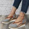 Damskie Baotou sandały na koturnie obuwie Plus rozmiar platforma letnie Falts Walking buty materiałowe Sandalias De Mujer