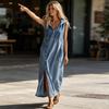 Everyday Wear Dress Women's Sleeveless Hoodies Maxi Dress, Button Up Side Slit Tank Beach Women with Pockets, Zip V Neck Hooded Summer Lightweight