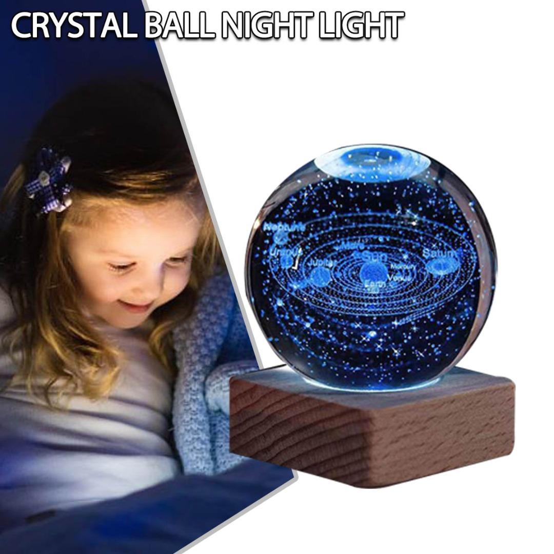 

PDTO хрустальный шар с 3D гравировкой и светодиодной подсветкой на деревянной основе, креативные украшения, подарки