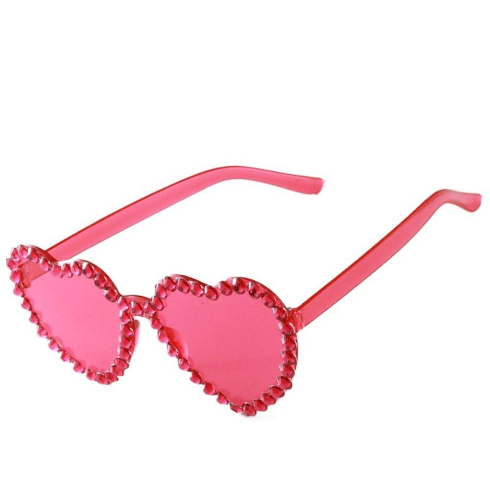 Heart-shaped Frame Fashion Rhinestone Sunglasses Outdoor Travel Party Sunglasses Sun-Protective Black Shades Glasses