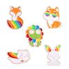 Fun Colorful And Animal Brooches With Rainbow Rabbit Fox And Frog Designs For Creative Gift Giving