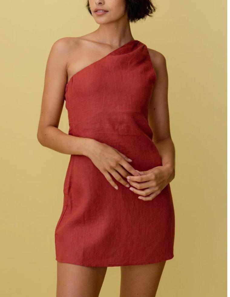 2026 Damen Schlankes One-Shoulder Sommerkleid - Eleganter Europäischer & Amerikanischer Stil Rock