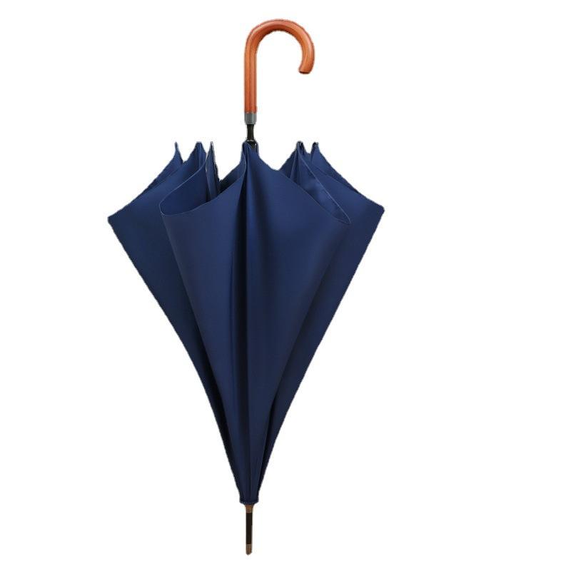 Automatic opening curved wooden handle straight umbrella curved wooden handle men's business umbrella straight pole umbrella can be determined