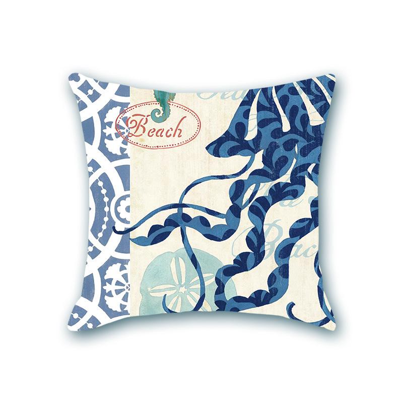 Retro Ocean Series Imitation Super Soft Pillow Cover Octopus Starfish Cushion Sofa Nap Bedside Pillow