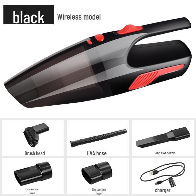 

Автомобильный пылесос с аккумулятором 120 Вт: Беспроводная уборка, влажная/сухая уборка, высокая мощность всасывания. wireless, with USB charging cable чёрный
