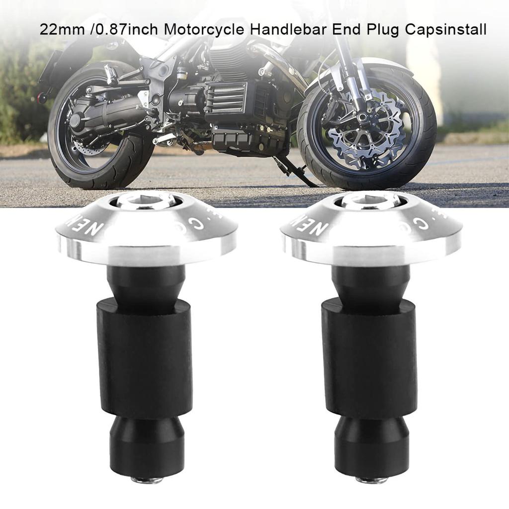 Akozon Handlebar End Caps Motorcycle Handlebar End Slide Plug Caps 22mm 7/8" for ATV Off-Road Racing (Silver)