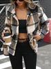 2025 Women's Elegant Plaid Flannel Turn-Down Collar Long Sleeve Button-Up Shirt